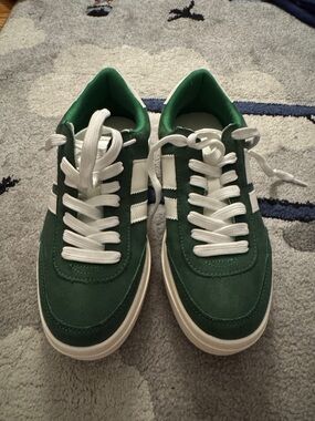 Madden Girl Green Suede Sneakers with White Accents